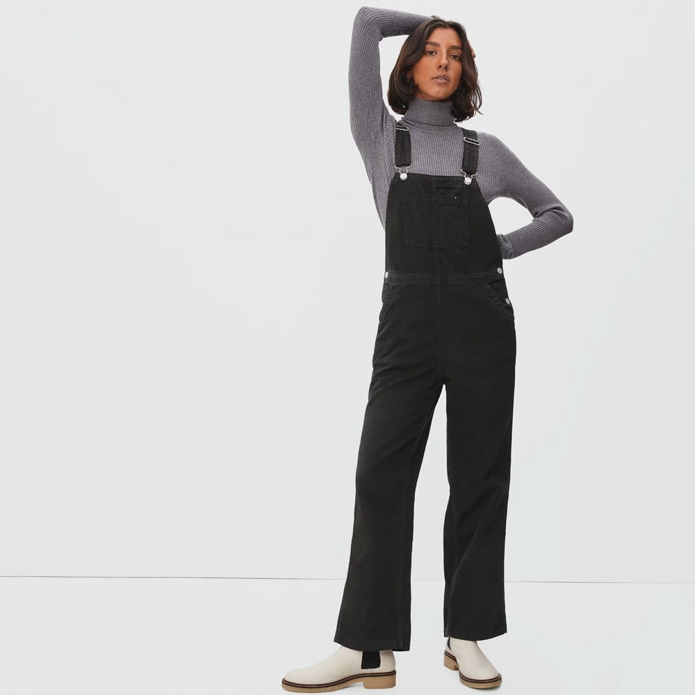 Everlane Womens Black Cotton Canvas Overall  Jumpsuit Size 2